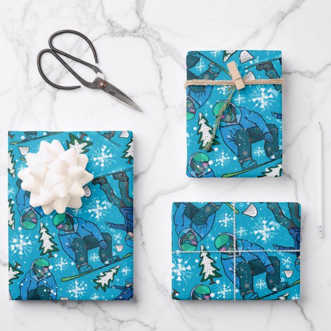 Snowboarding Fun Wrapping Paper Sheet (Front)
