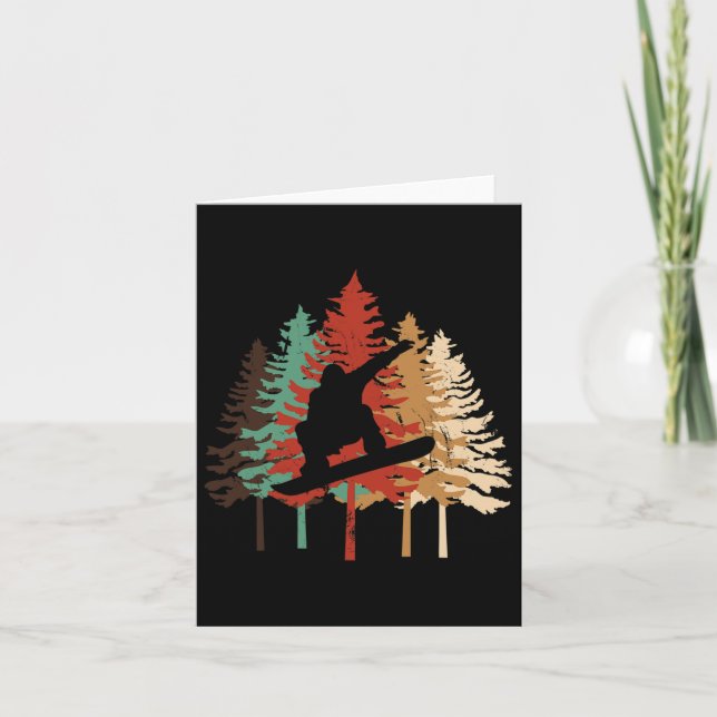 Snowboarding Gift Design Vintage Pine Tree Style  Card (Front)
