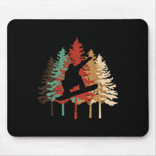 Snowboarding Gift Design Vintage Pine Tree Style Mouse Mat
