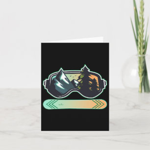 Snowboarding Gift Vintage Pine Snowboard 2 Card