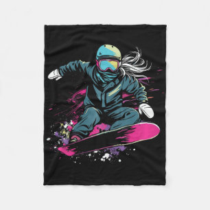 Snowboarding Girl Graphic Fleece Blanket