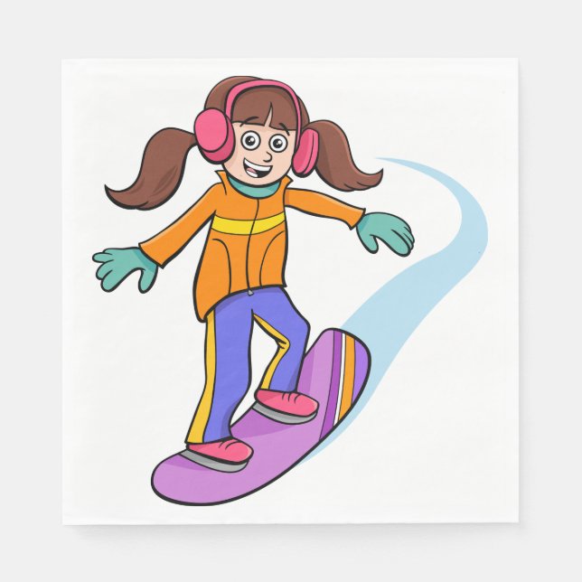 Snowboarding Girl Napkin (Front)