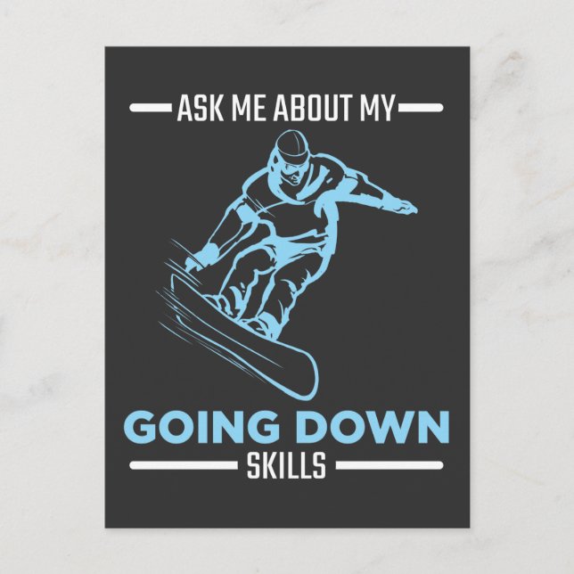 Snowboarding Going Down Skills Winter Holiday Postcard (Front)