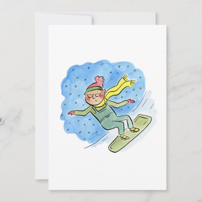 Snowboarding Grandad Invitation (Front)