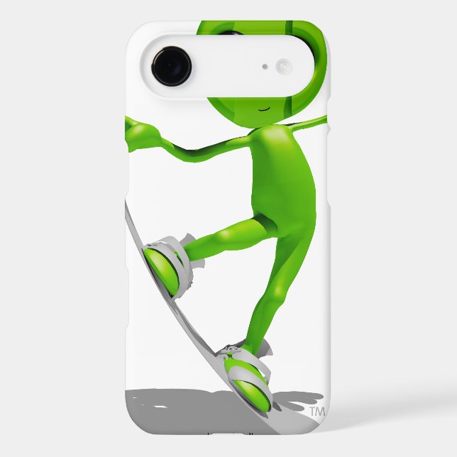 Snowboarding Green Alien iPhone 4/4s Case (Back)