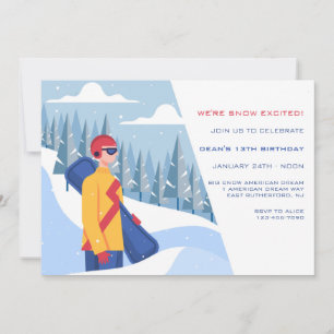 Snowboarding Guy Invitation