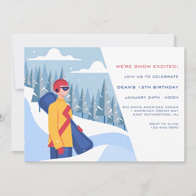 Snowboarding Guy Invitation (Front)