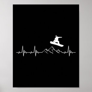 Snowboarding Heartbeat Snowboarder Gift Poster