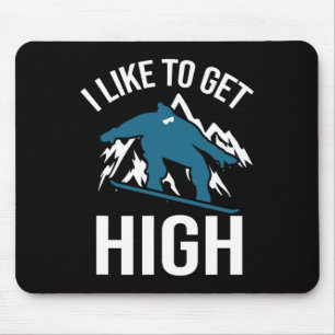 Snowboarding I Like To Get High Funny Snowboard Gi Mouse Mat