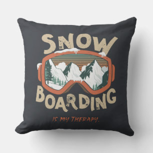 Snowboarding Is My Therapy Funny Mountain Winter  Cushion