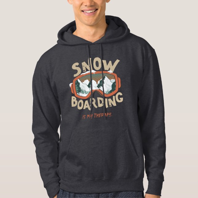 Snowboarding Is My Therapy Funny Mountain Winter  Hoodie (Front)