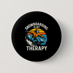 Snowboarding is therapy retro mountain snowboard 6 cm round badge