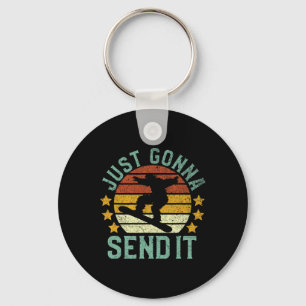 Snowboarding Just Gonna Send It Funny Vintage Snow Key Ring