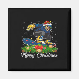 Snowboarding Lover Matching Santa Hat Snowboarding Magnet