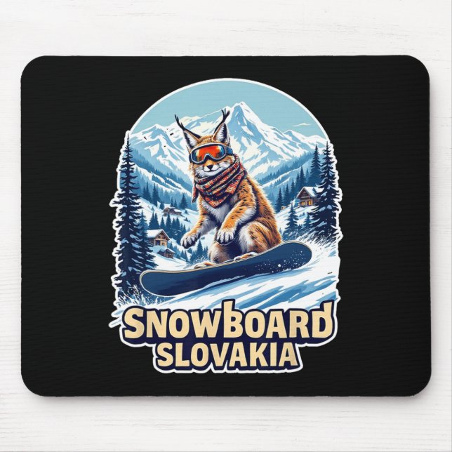 Snowboarding Lynx In Slovakia Adventure  Mouse Mat (Front)