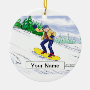 Snowboarding - Male Ceramic Tree Decoration