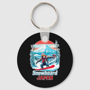 Snowboarding Monkey In Japan Scenic Landscape Key Ring