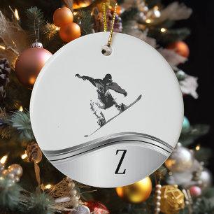 Snowboarding Monogram Gift Snowboard Ceramic Tree Decoration