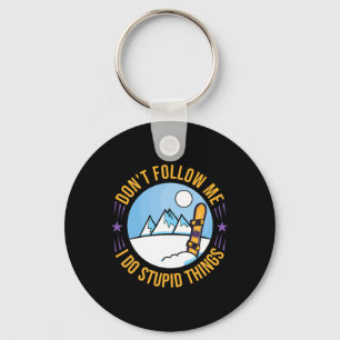 Snowboarding Mountain Funny Freestyle 2 Key Ring