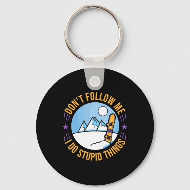 Snowboarding Mountain Funny Freestyle 2  Key Ring (Front)