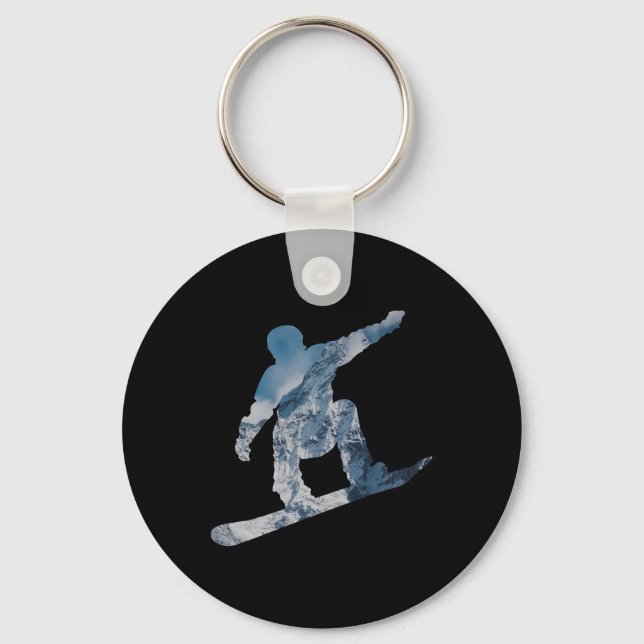 Snowboarding Mountain T Shirt - Gift For Snowboard Key Ring (Front)