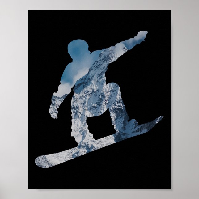 Snowboarding Mountain T Shirt - Gift For Snowboard Poster (Front)