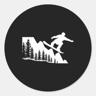 Snowboarding Mountain Winter Sports Adventure Snow Classic Round Sticker