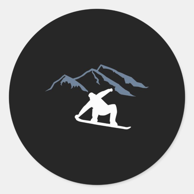 Snowboarding Mountains  Classic Round Sticker (Front)