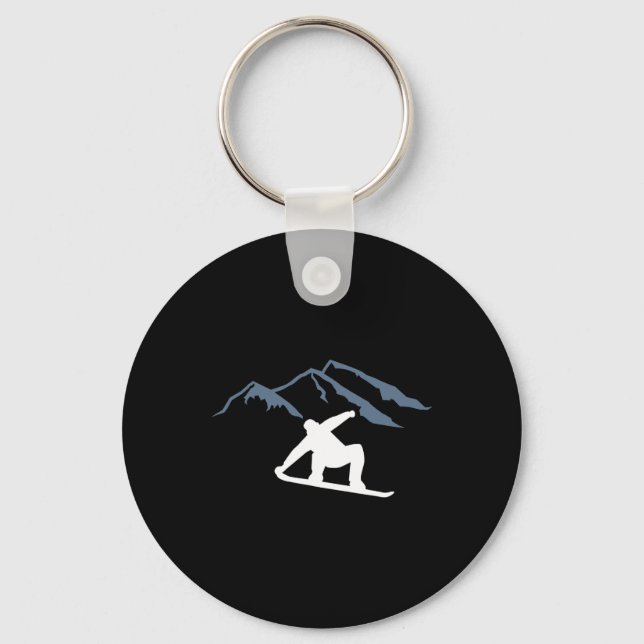 Snowboarding Mountains  Key Ring (Front)