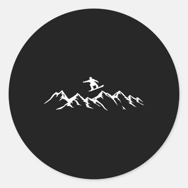 Snowboarding Mountains Snowboarder  Classic Round Sticker (Front)