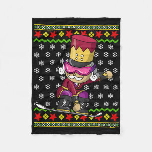 Snowboarding Nutcracker Snowboard Ugly Christmas S Fleece Blanket
