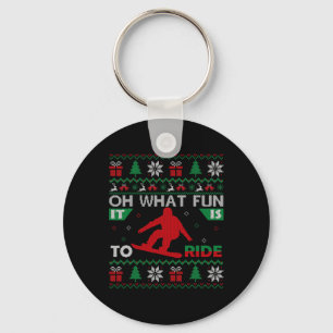 Snowboarding Oh What Fun It Is To Ride Christmas U Key Ring