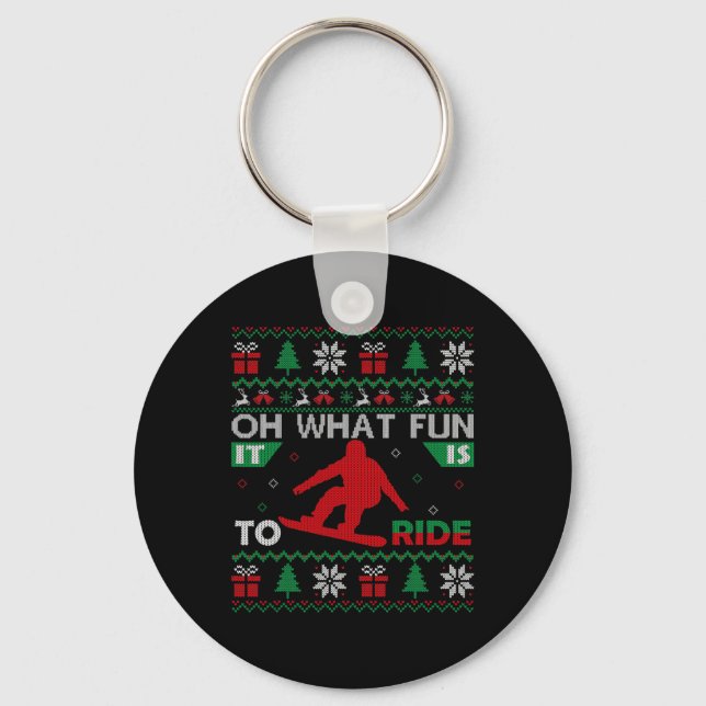 Snowboarding Oh What Fun It Is To Ride Christmas U Key Ring (Front)