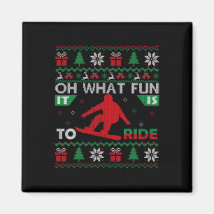 Snowboarding Oh What Fun It Is To Ride Christmas U Magnet