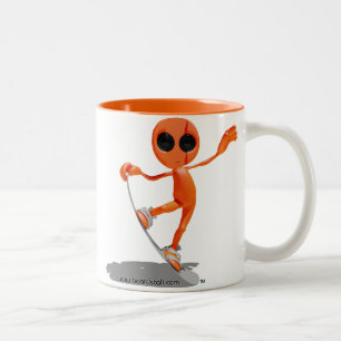 Snowboarding Orange Alien Mug