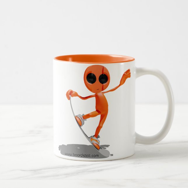 Snowboarding Orange Alien Mug (Right)