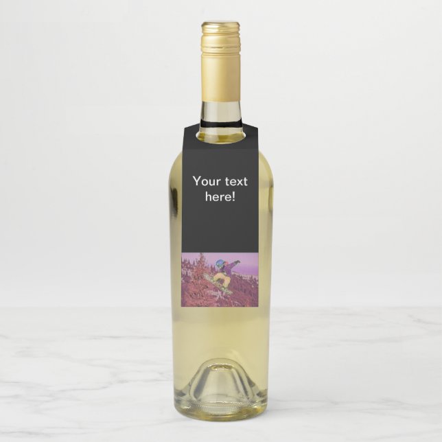 Snowboarding painting bottle tag (On Bottle)