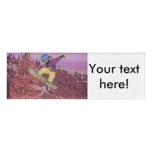 Snowboarding painting name tag