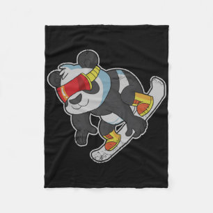 Snowboarding Panda Bear  Fleece Blanket