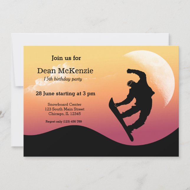 Snowboarding Party Invitation (Front)