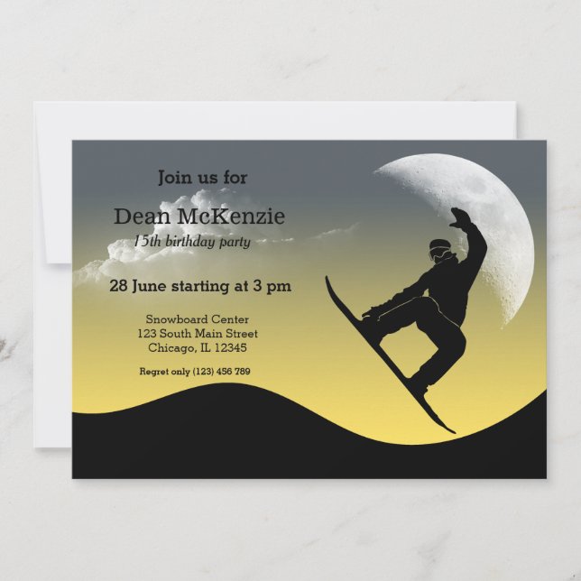 Snowboarding Party Invitation (Front)