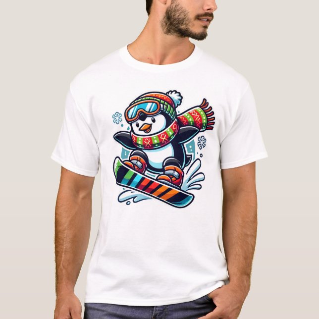 snowboarding penguin christmas T-Shirt (Front)