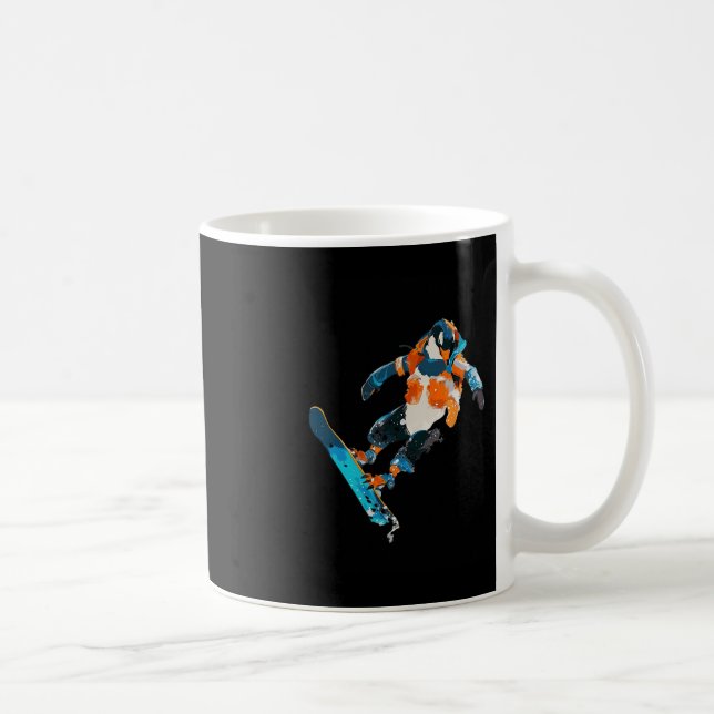 Snowboarding Penguin Winter Sports Fun  Coffee Mug (Right)