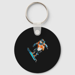 Snowboarding Penguin Winter Sports Fun Key Ring