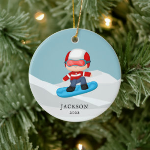 Snowboarding Personalised Christmas Ceramic Tree Decoration