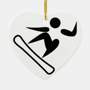 Snowboarding Pictograph Ceramic Tree Decoration