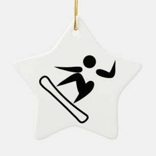 Snowboarding Pictograph Ceramic Tree Decoration