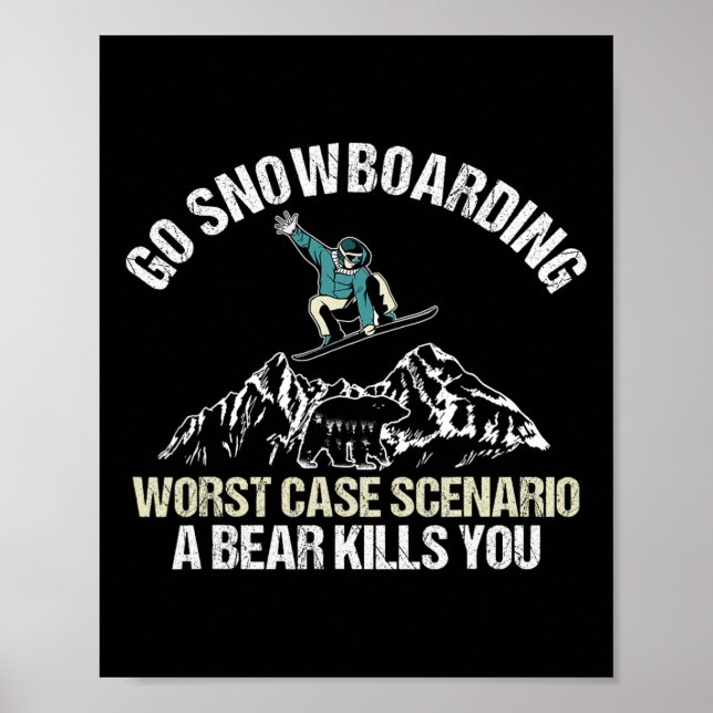 Snowboarding Player Snowboard Bear Winter Sport Sn Poster (Front)