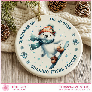 Snowboarding Polar Bear Custom Photo Ceramic Tree Decoration