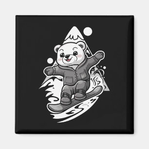 Snowboarding Polar Bear Mountain Snowboard Snowboa Magnet